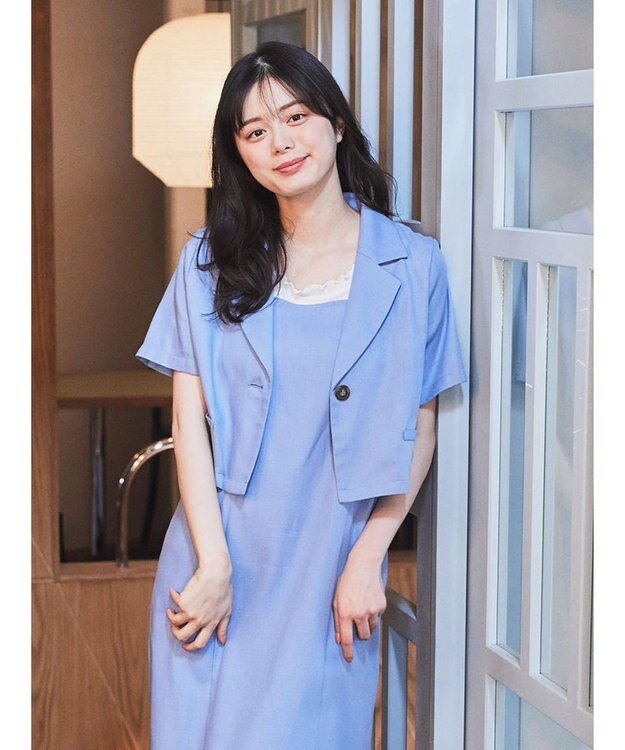 earth music&ecology リサイクルポリエステルブレンドショートシャツ Sax