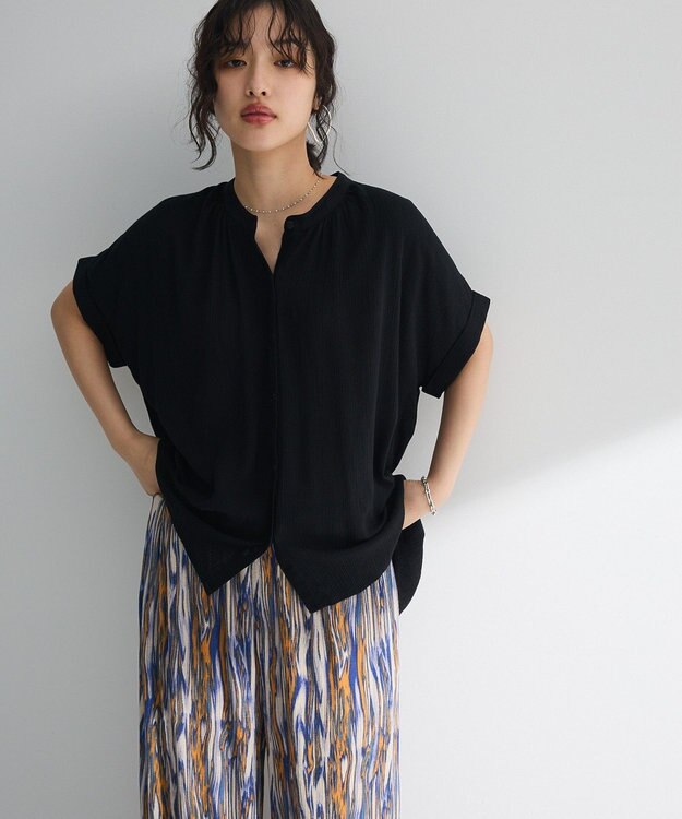 Green Parks Ｉ　レーヨンクレープブラウス Black