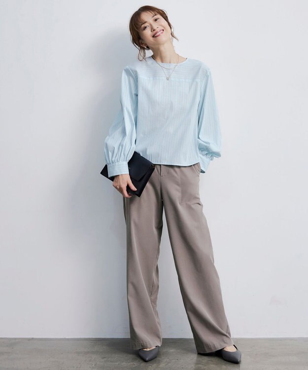 自由区 L 【洗える】ソフトレーヨンツイルベイカー パンツ モカ