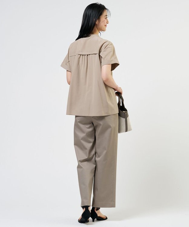 J.PRESS LADIES S ソフトシアークロス フレンチスリーブ ブラウス キャメルベージュ系