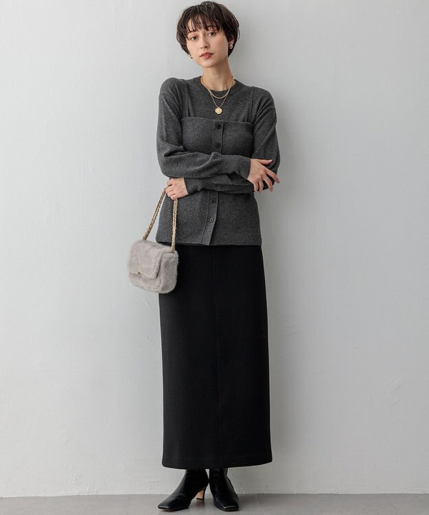 23区 S 【洗える】レイヤードビスチェ ニット グレー系