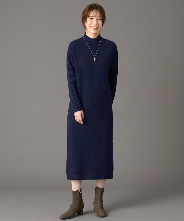 ANY L フラッフィーニットワンピース ネイビー