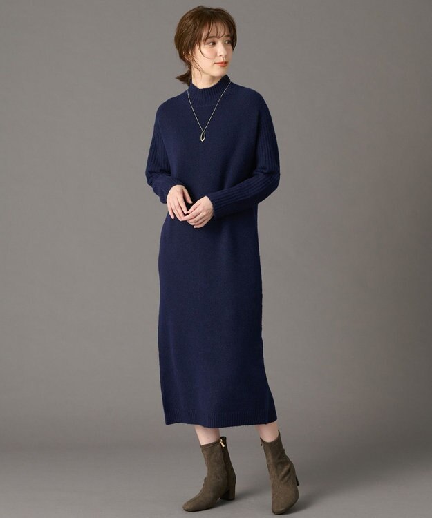 ANY フラッフィーニットワンピース ネイビー