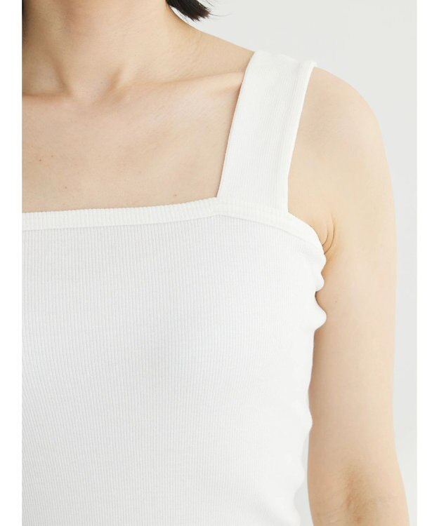 Green Parks スクエアリブタンクトップ Off White