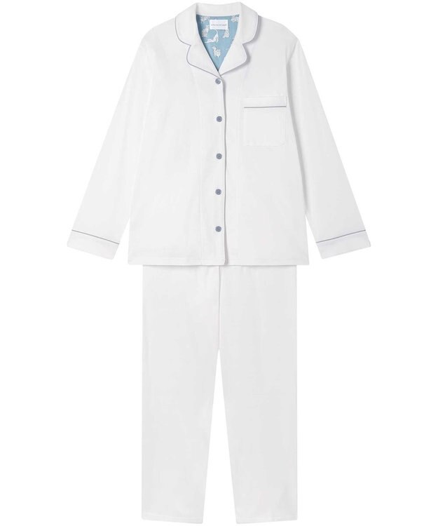 une nana cool 【綿100%】60/1 シルケットスムース 長袖開襟 MADE WITH LIBERTY FABRIC オフホワイト