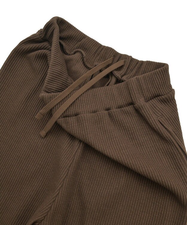 earth music&ecology セルフカットテレコフレアパンツ Brown