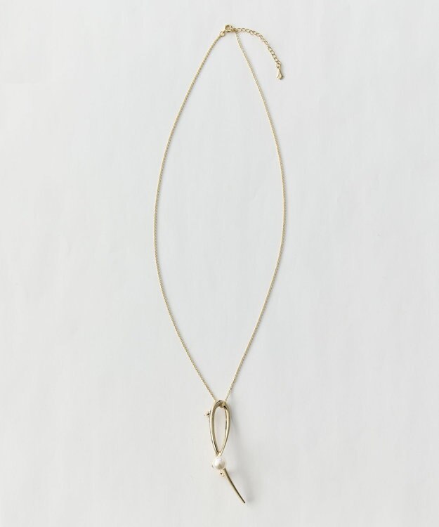 Phoebe 2wayスタイリッシュクロスカーブパールブローチネックレス　ゴールド ゴールド