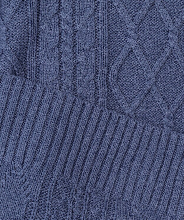 ANY 【6色展開】ソフトアクリルハイネックケーブルニット ブルー