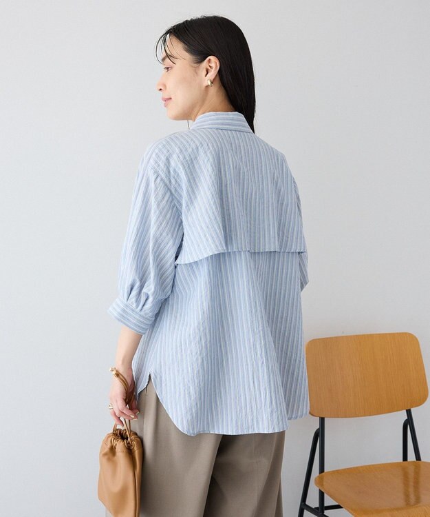 CRAFT STANDARD BOUTIQUE ストライプラグランタックシャツ Sax