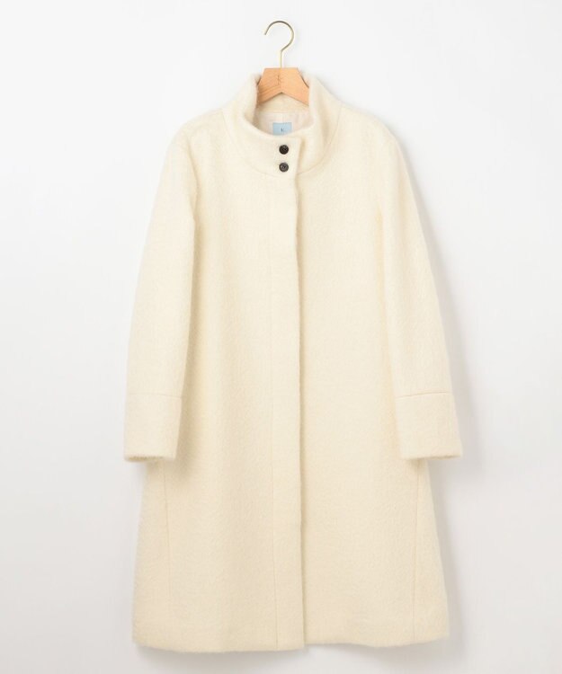 組曲 スタンドカラーシャギーコート アイボリー系
