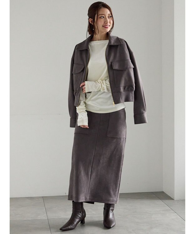 Te chichi ベロアサイドギャザートップス オフホワイト