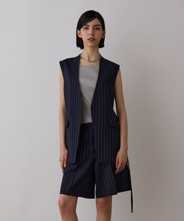 GRACE CONTINENTAL ストライプショートパンツ ネイビー