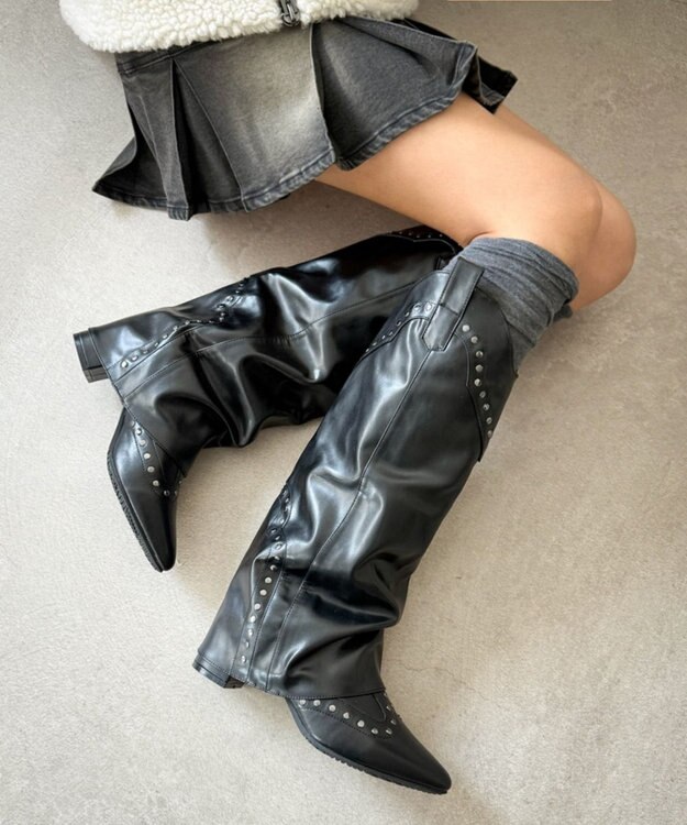 WEGO ウエスタンカバーロングブーツ ブラック