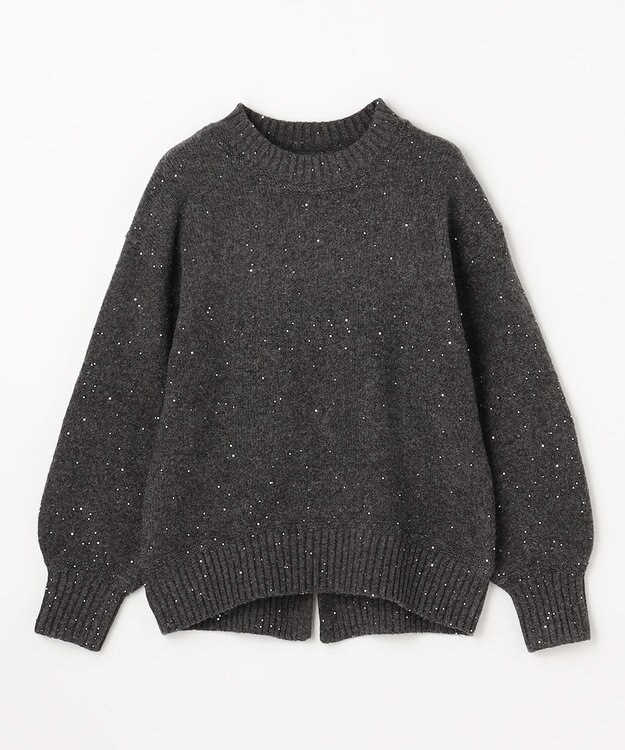 ANY L スパンコールニット チャコール