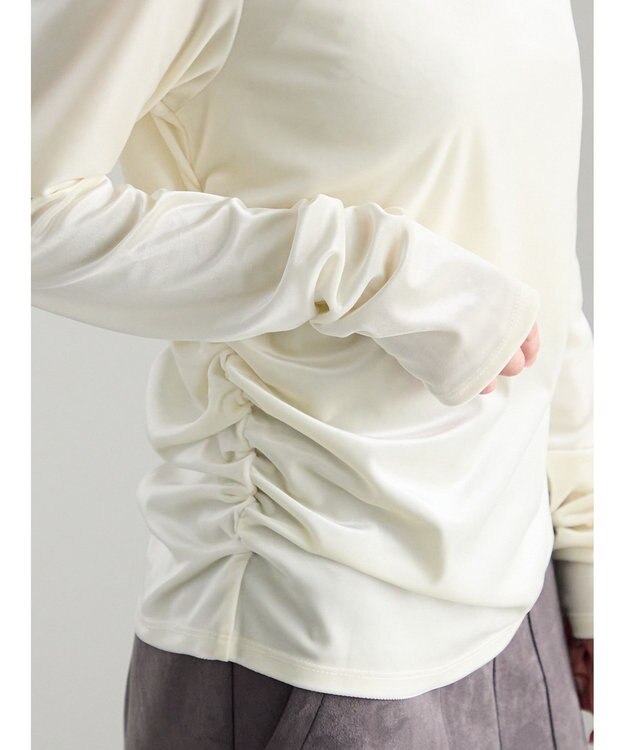 Te chichi ベロアサイドギャザートップス オフホワイト