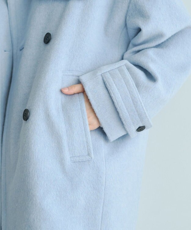 YECCA VECCA ウール混ミドル丈スタンドカラーコート Sax