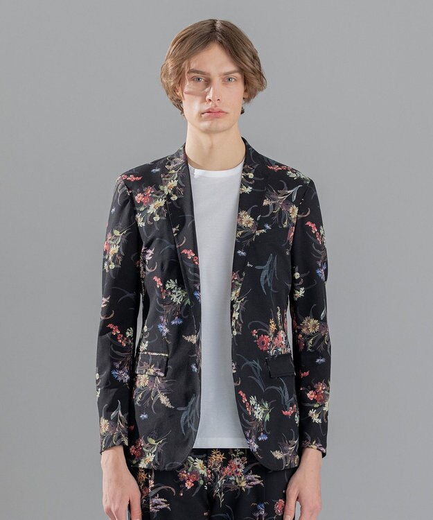 JOSEPH HOMME クールドッツストレッチ花柄　ジャケット ブラック系5