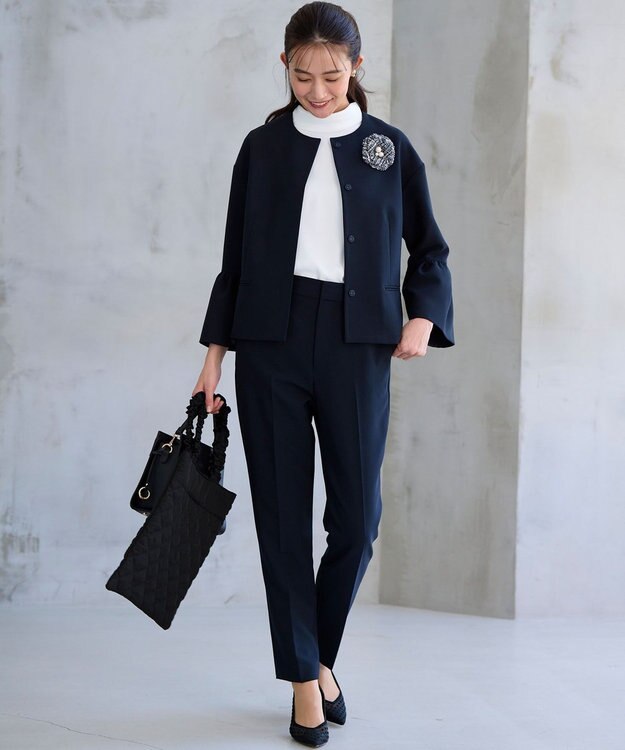 組曲 S 【KUMIKYOKU NAVY】コンフォータブルドレープ フレアスリーブジャケット ネイビー系