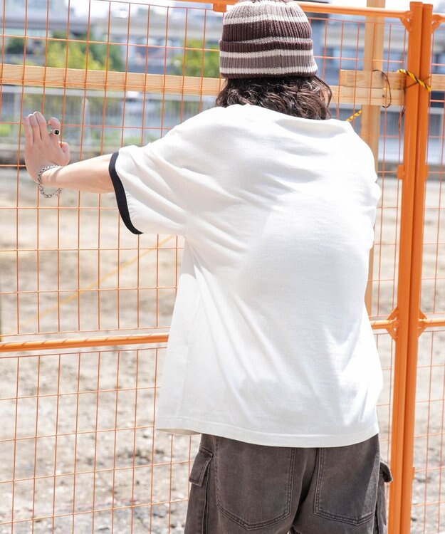 WEGO モチーフ刺繍リンガーT オフホワイト