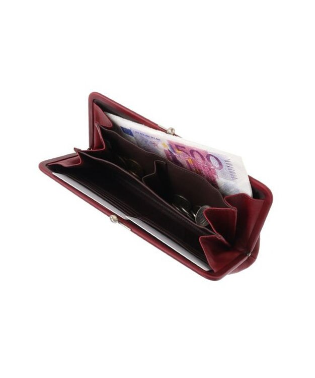 genten カットワーク 口金長財布 ワイン