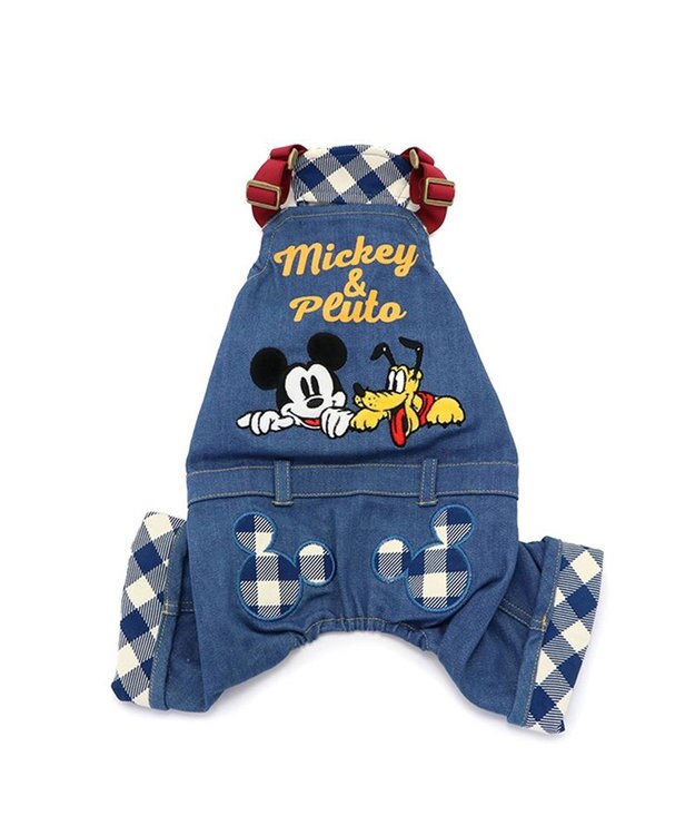 PET PARADISE ディズニー ミッキーマウス＆プルート  お散歩柄オーバーオール   【小型犬】 紺（ネイビー・インディゴ）
