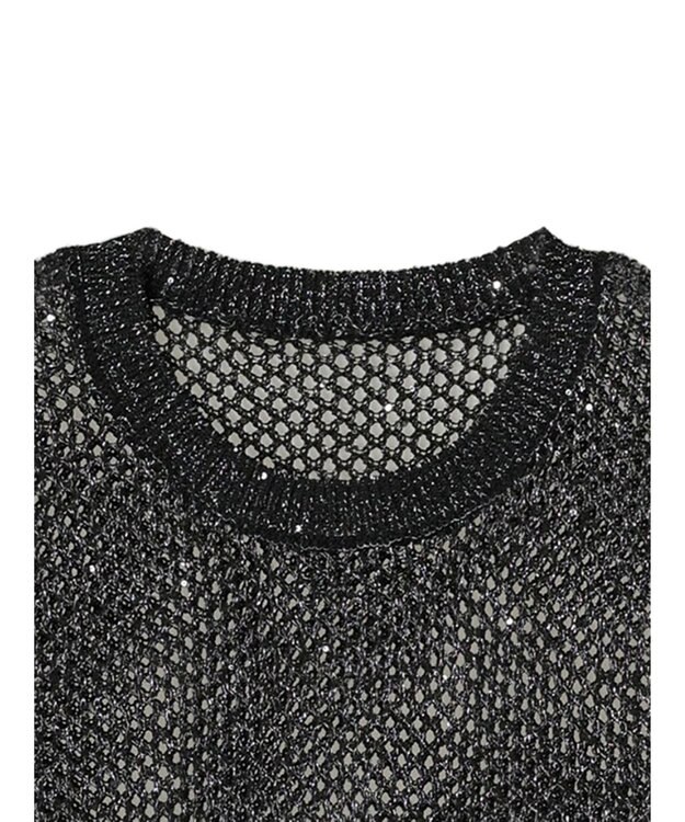 Green Parks スパンコールニットベスト Black