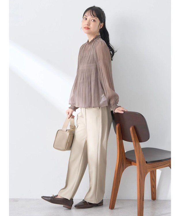 earth music&ecology マジョリカプリーツシアープルオーバー Mocha