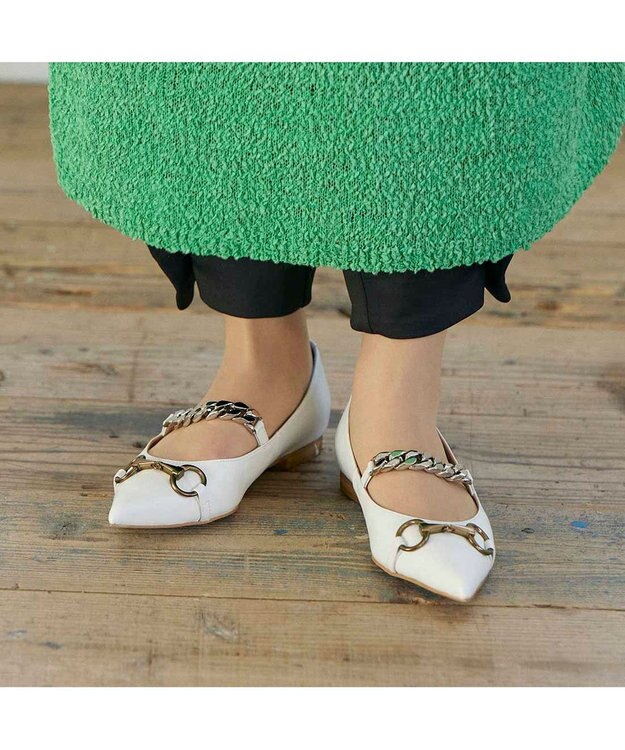 MODE ET JACOMO <MODE ET JACOMO>ポインテッドトゥメリージェーンパンプス ホワイト