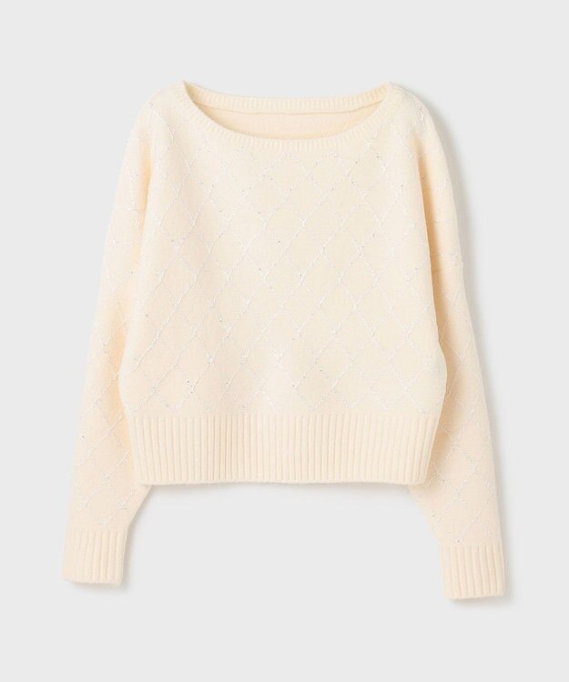 GRACE CONTINENTAL スパークルニットトップ ホワイト