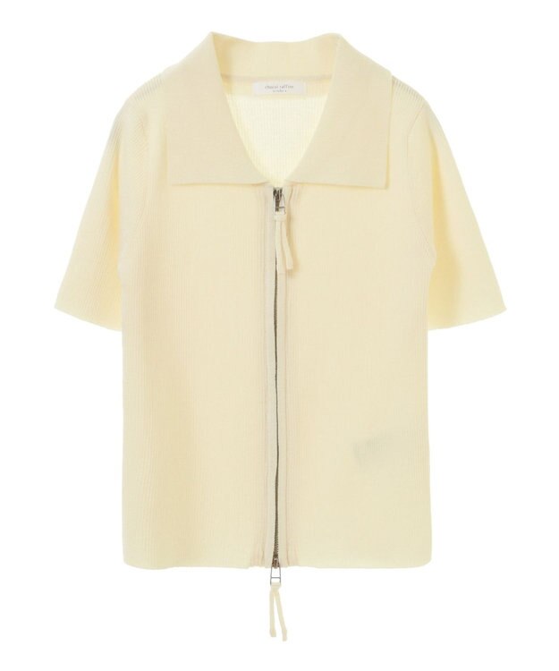 Green Parks ５分袖衿付きＺｉｐプルオーバー Ecru