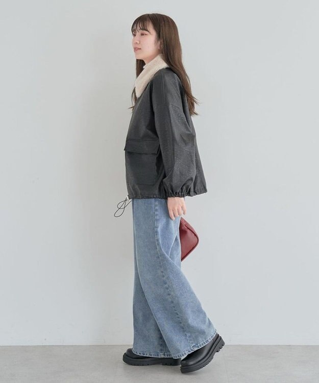 Green Parks ・ＥＬＥＮＣＡＲＥ　ＤＵＥフェイクレザーＺＩＰブルゾ Black