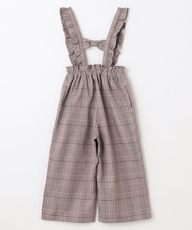 ANY KIDS フリル チェック サロペット ブラウン系チェック