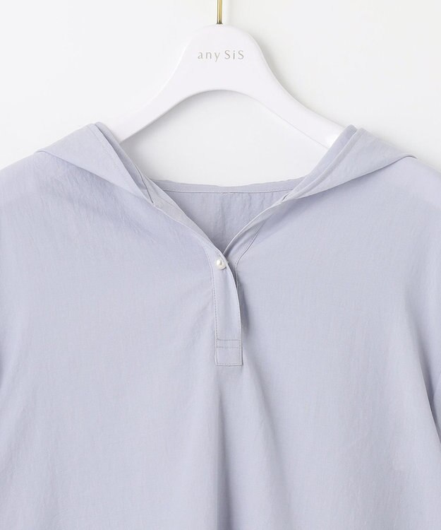ANY SIS 【洗える】フーディ シャツ ライトブルー