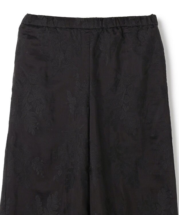 UNFILO L 【ウエストゴム】ボタニカル エンブロイダリー パンツ ブラック