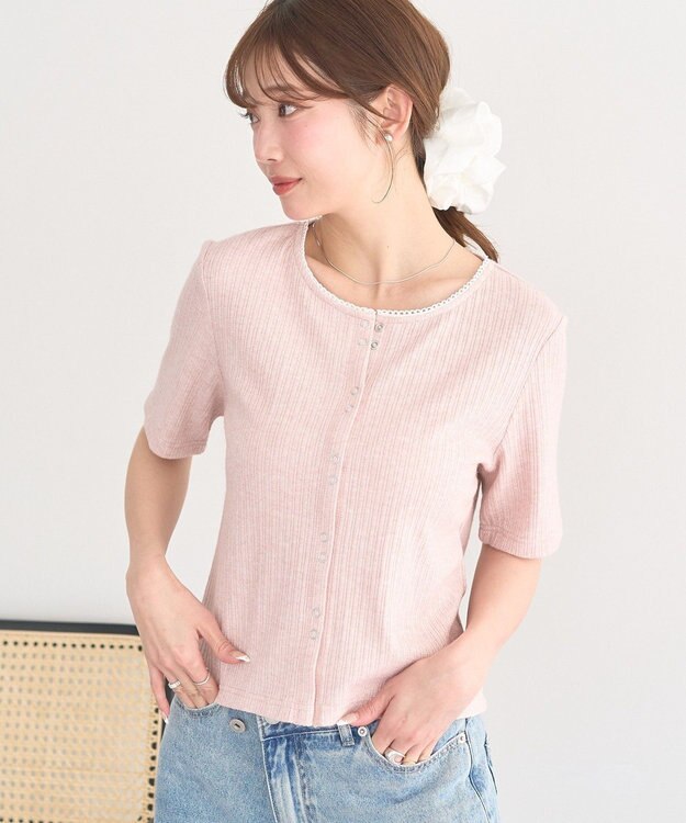 earth music&ecology チェーンリブラメカットソー Pink