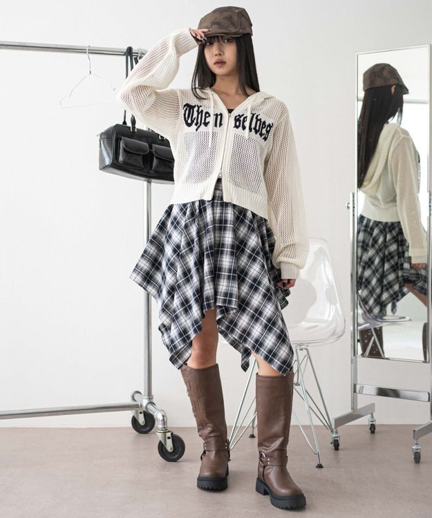 WEGO ジャガードメッシュパーカー ホワイト