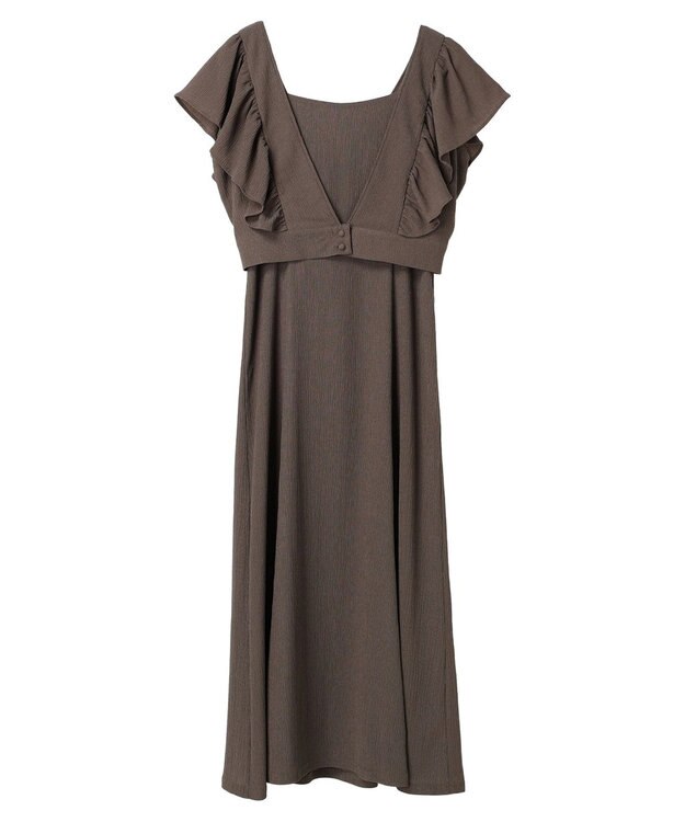 earth music&ecology ＳＥＴ２点　フリルショルダーツーピースワンピース Brown