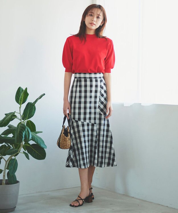 Feroux 【洗える】チェックマーメイド スカート ブラック系2