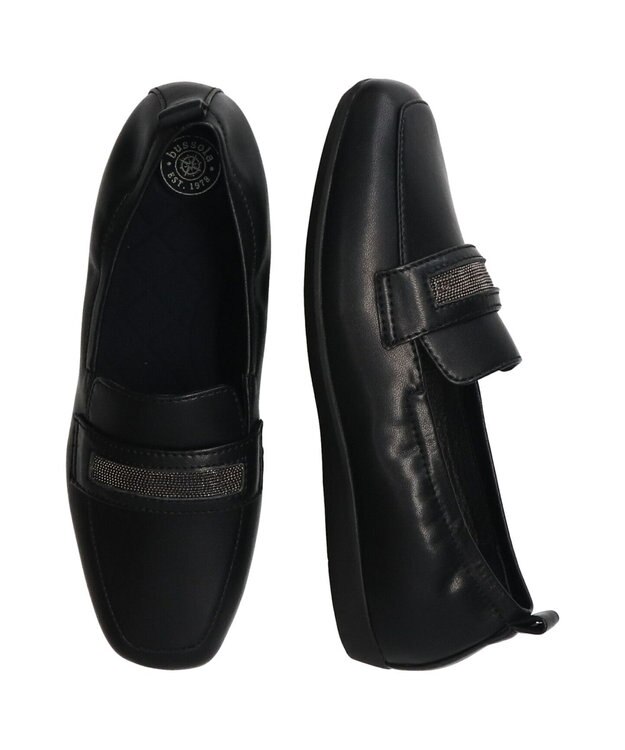 INTER-CHAUSSURES 【BUSSOLA】シャーリングフラットローファー ブラック