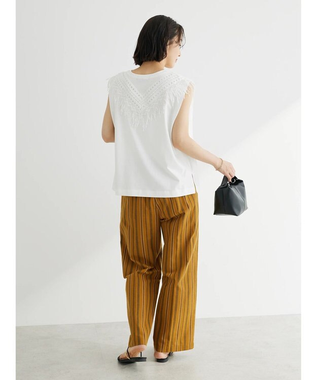 Green Parks ・ＳＵＧＡＲ　ＳＰＯＯＮ　フリンジフレンチＴシャツ Off White