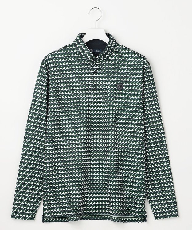 23区GOLF 【MEN】フラッグ総柄長袖ポロシャツ ダークグリーン系5