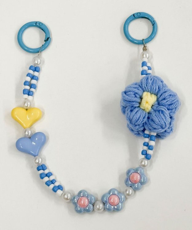 WEGO BIGフラワーハンドストラップ ブルー