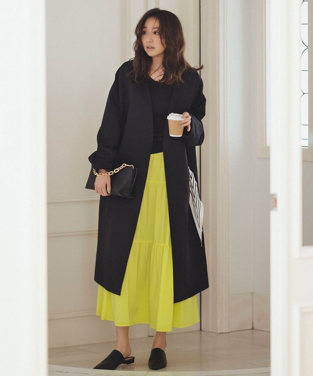 UNFILO 【撥水/UVケア/接触冷感】シャカ楽ストレッチ ティアードスカート イエロー系