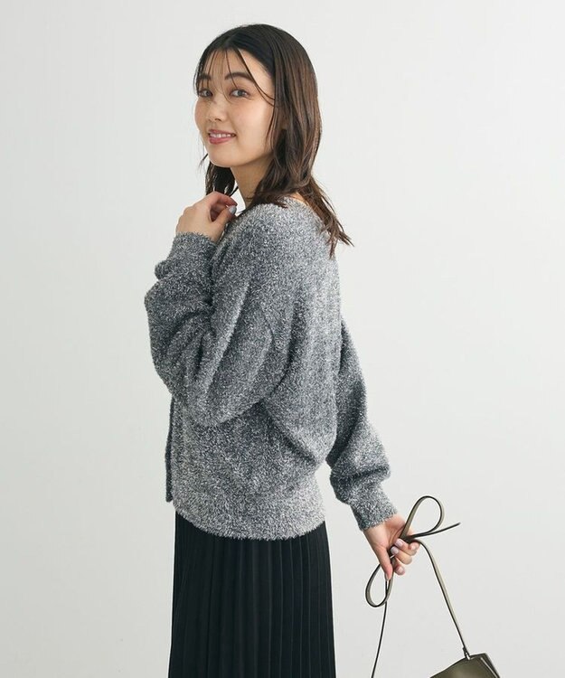 Green Parks シャギーギラギララメカーディガン Dark Gray