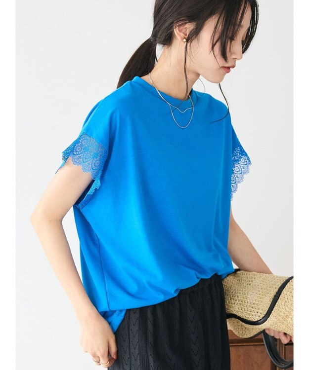 CRAFT STANDARD BOUTIQUE レーススリーブカットプルオーバー Blue