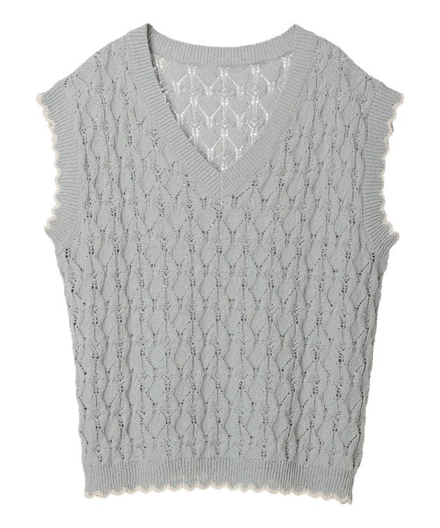 earth music&ecology クロッシェラインニットベスト Mint