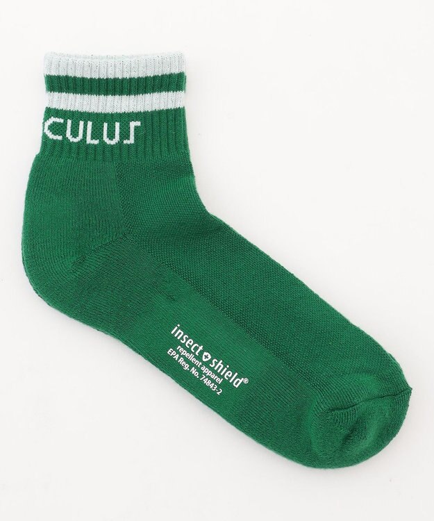 PW CIRCULUS 【虫よけ加工】【MEN】ラインソックス ショート丈  ゴルフ グリーン系