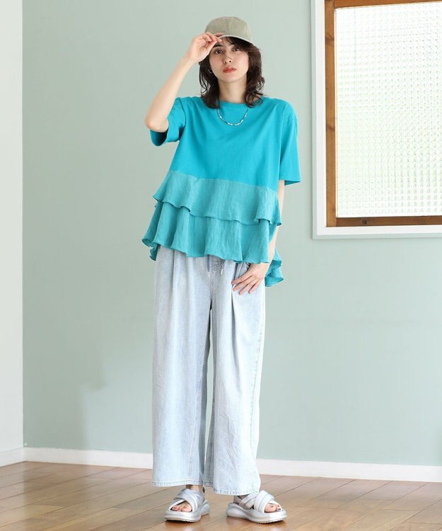 Green Parks サテンティアードドッキングプルオーバー Blue Green