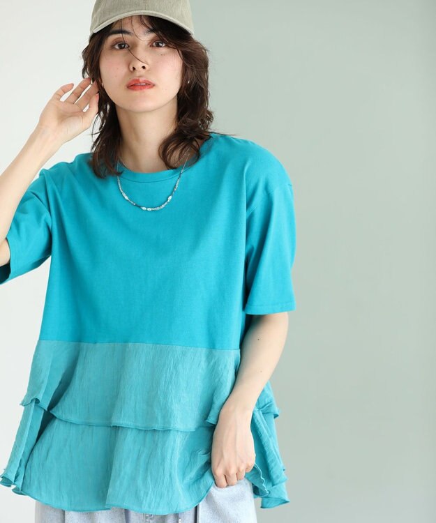 Green Parks サテンティアードドッキングプルオーバー Blue Green