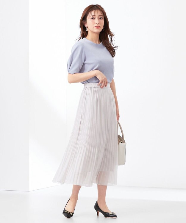 ANY SIS L 【洗える】シフォンプリーツ スカート アイスグレー